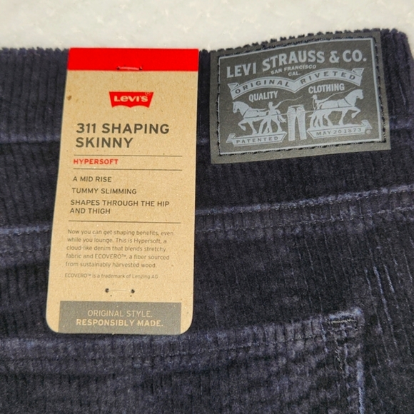 LEVIS 311 BLACK CORDUROY SHAPING SKINNY WOMENS JEANS  SIZE W31  L30  NEW - Picture 8 of 15